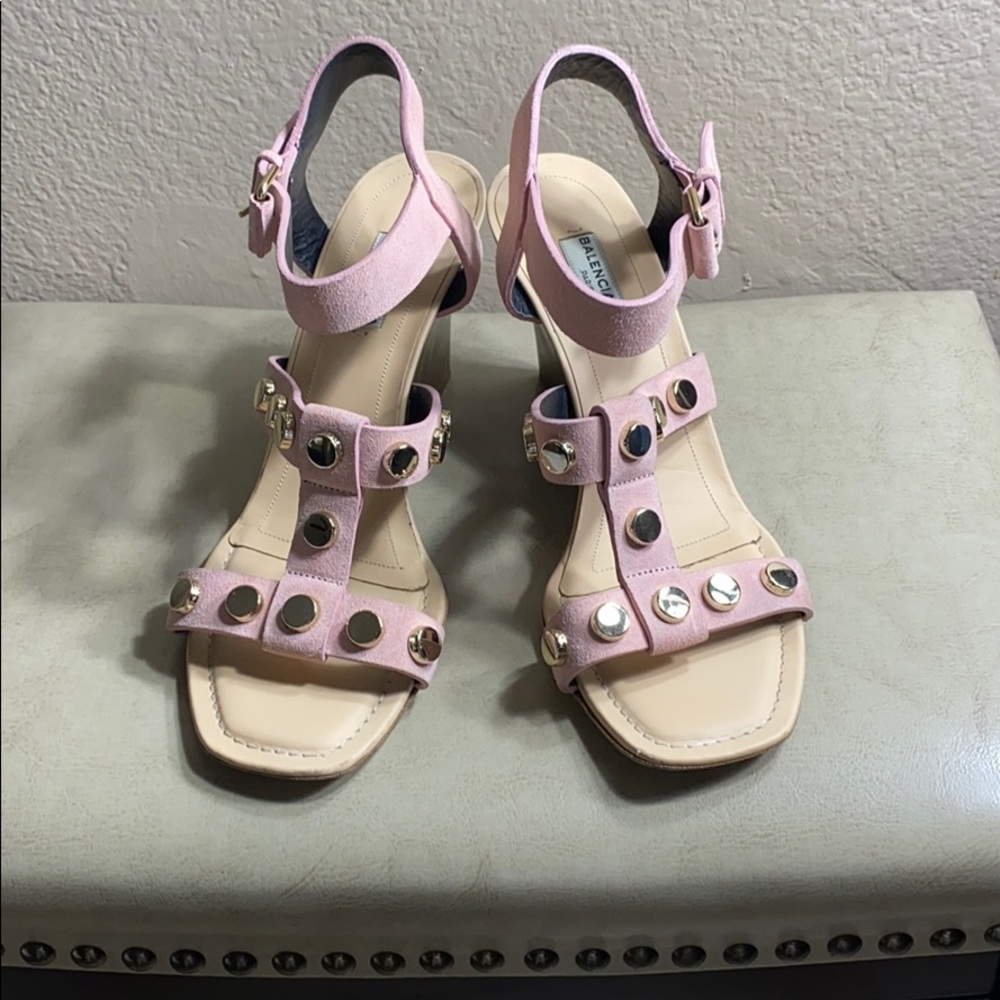 Balenciaga light pink studded wedge 38.5 - US8.5